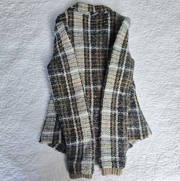 Free People Plaid Buckle Brown Cardigan Sweater Jacket Shabby Chic - Picture 11 of 16